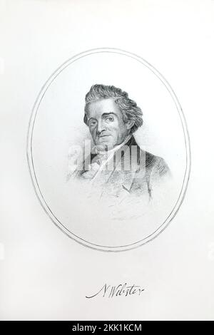 Illustration du lexicographe américain Noah Webster connu pour le dictionnaire Webster Banque D'Images