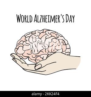 Journée mondiale de l'Alzheimer, DES SOINS DE SANTÉ Anatomie du système nerveux du cerveau humain Médicament Vector Illustration Illustration de Vecteur