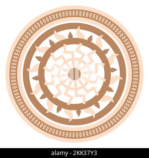 Soleil noir, ancien symbole slave, décoré de motifs scandinaves. Motif beige tendance. Illustration de Vecteur