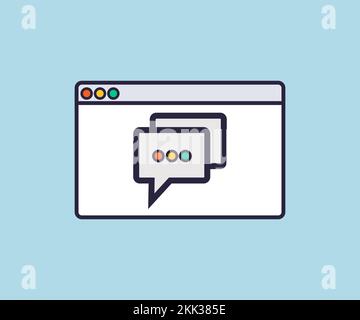 Fenêtre du navigateur Web. Design du logo de chat en ligne ou sur Internet, chat en ligne ou sur ordinateur. Fenêtre de navigateur vierge réaliste avec ombre. Illustration de Vecteur