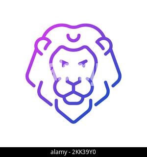 Icône de vecteur linéaire à gradient parfait de pixel de la tête du lion Illustration de Vecteur