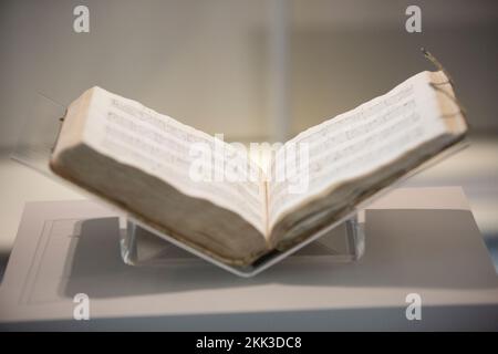 Édimbourg 27th octobre. Écosse. ROYAUME-UNI. La musique d’un manuscrit de 400 ans est exposée à la salle St Cecilia, dans la vieille ville d’Édimbourg. Le volume, Banque D'Images