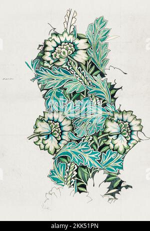 Aquarelle, tissu tissé - Anemone (1876) par William Morris Banque D'Images