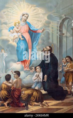 ENTREVES, ITALIE - JUNY 12, 2022: La vision de Madonna à Saint Jérôme d'Emiliani dans l'église Chiesa di Santa Margerita. Banque D'Images