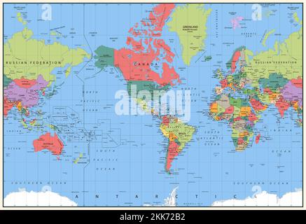 Vector carte détaillée du monde politique Illustration de Vecteur
