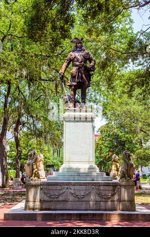 Savannah, Etats-Unis - 22 juillet 2010 : mémorial à Savannah pour le général Oglethorpe Banque D'Images