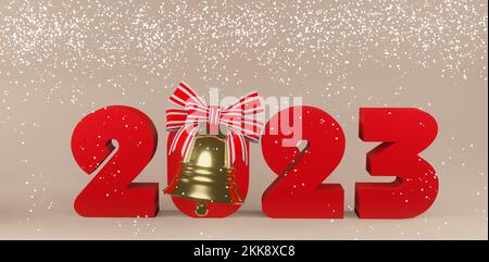 Bonne année 2023, Joyeux Noël et bonne année 2023 carte de voeux Banque D'Images