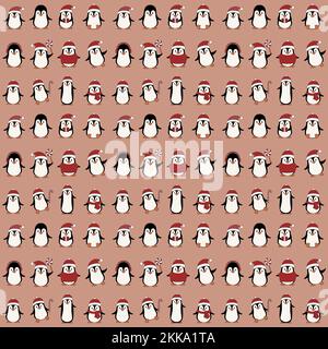 Pingouins de Noël à motif sans couture Illustration de Vecteur