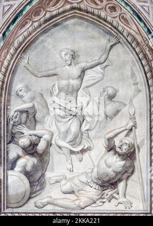 BIELLA, ITALIE - 15 JUILLET 2022 : la fresque de la Résurrection dans la cathédrale (Duomo) par Giovannino Galliari (1784). Banque D'Images