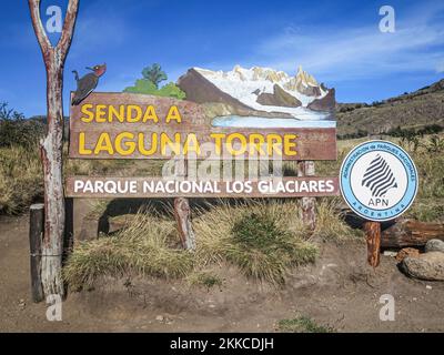 Parque National Los Glaciares, Argentine - 10 FÉVRIER 2018 : entrée au parque National los glaciares en Argentine Banque D'Images