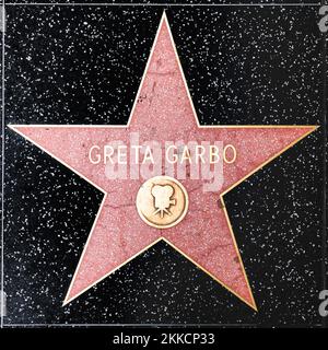 Los Angeles, USA - 5 mars 2019 : gros plan de Star sur le Hollywood Walk of Fame pour Greta Garbo. Banque D'Images