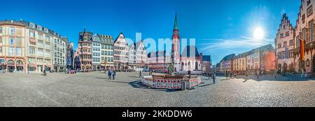 FRANCFORT AM MAIN, ALLEMAGNE - 26 FÉVRIER 2019: Romerberg (Romerplatz) avec de vieilles maisons à colombages. Romerberg est la place centrale des Frankfurt Alts Banque D'Images
