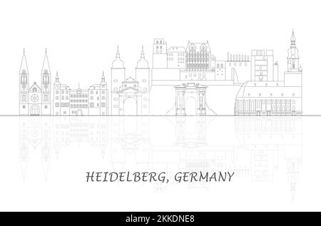 Frontières Panorama par Skyline de la ville de Heidelberg, Allemagne - illustration vectorielle Illustration de Vecteur