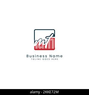 M T MT lettre initiale manuscrite et modèle d'image vectorielle de signature en forme de carré Illustration de Vecteur