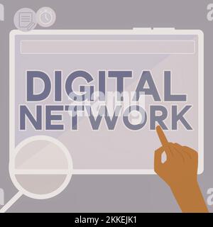 Affichage conceptuel réseau numérique. Concept signifiant réseau intégrant la commutation et la transmission numériques Banque D'Images