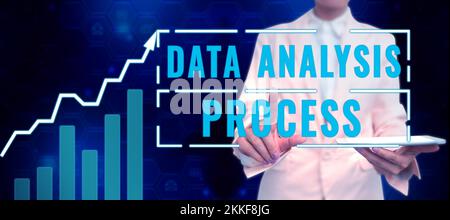 Légende présentant le processus d'analyse des données. Présentation de l'entreprise les procédures ou techniques d'analyse des données Banque D'Images