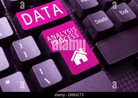 Légende présentant le processus d'analyse des données. Approche commerciale les procédures ou techniques d'analyse des données Banque D'Images