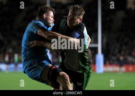 Twickenham, Royaume-Uni. 25th novembre 2022. Match de rugby à XV de Gallagher Premiership entre Harlequins et Gloucester au stade Twickenham, à Twickenham, au Royaume-Uni, le 25 novembre 2022. Photo de Carlton Myrie. Utilisation éditoriale uniquement, licence requise pour une utilisation commerciale. Aucune utilisation dans les Paris, les jeux ou les publications d'un seul club/ligue/joueur. Crédit : UK Sports pics Ltd/Alay Live News Banque D'Images