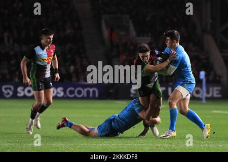 Twickenham, Royaume-Uni. 25th novembre 2022. Match de rugby à XV de Gallagher Premiership entre Harlequins et Gloucester au stade Twickenham, à Twickenham, au Royaume-Uni, le 25 novembre 2022. Photo de Carlton Myrie. Utilisation éditoriale uniquement, licence requise pour une utilisation commerciale. Aucune utilisation dans les Paris, les jeux ou les publications d'un seul club/ligue/joueur. Crédit : UK Sports pics Ltd/Alay Live News Banque D'Images