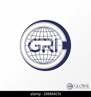 Globe comme la lettre C avec mot GRI police sur Connect forme image graphique icône logo design abstrait concept vecteur stock. lié à un groupe ou à des cartes Illustration de Vecteur