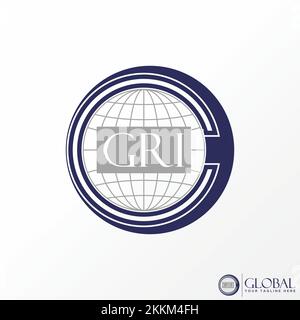 Globe comme la lettre C avec mot GRI police sur Connect forme image graphique icône logo design abstrait concept vecteur stock. lié à un groupe ou à des cartes Illustration de Vecteur