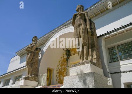 Figures puissance et beauté, sculpteur Ludwig Habich, maison Ernst Ludwig, Musée Künstlerkolonie, Olbrichweg, Mathildenhöhe, Darmstadt, Hesse, Allemagne, UE Banque D'Images