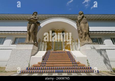 Figures puissance et beauté, sculpteur Ludwig Habich, maison Ernst Ludwig, Musée Künstlerkolonie, Olbrichweg, Mathildenhöhe, Darmstadt, Hesse, Allemagne, UE Banque D'Images