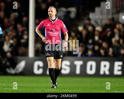 Twickenham, Royaume-Uni. 25th novembre 2022. Rugby, premier ministre. Harlequins V Gloucester. La fonction Stiop. Twickenham. Wayne Barnes (arbitre) pendant le match de rugby Harlequins V Gloucester Gallagher Premiership. Credit: Sport en images/Alamy Live News Banque D'Images