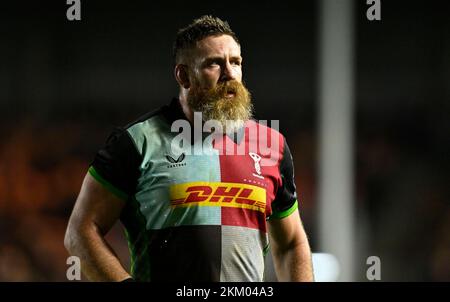 Twickenham, Royaume-Uni. 25th novembre 2022. Rugby, premier ministre. Harlequins V Gloucester. La fonction Stiop. Twickenham. Irne Herbst (Harlequins) pendant le match de rugby Harlequins V Gloucester Gallagher Premiership. Credit: Sport en images/Alamy Live News Banque D'Images