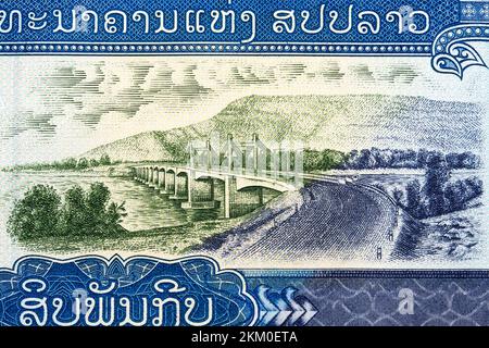 Pont de l'amitié Thai–Lao de Lao Money - kip Banque D'Images
