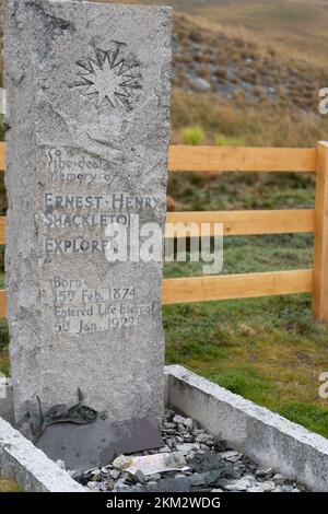 Tombe de Sir Ernest Shackleton au cimetière de Grytvikens, en Géorgie du Sud Banque D'Images