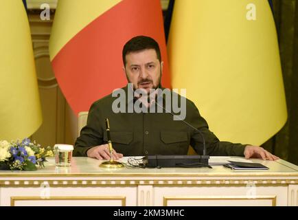 Non exclusif : KIEV, UKRAINE - LE 26 NOVEMBRE 2022 - Volodymyr Zelenskyy, président de l'Ukraine, assiste à une réunion avec le Premier ministre du Royaume d'Etre Banque D'Images