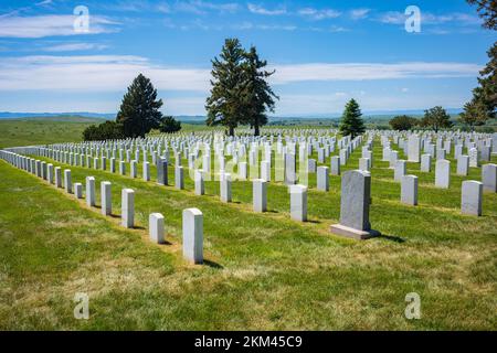 Le champ de bataille de Little Bighorn, monument national, rappelle la cavalerie de 7th de l'armée américaine et les Lakotas et les Cheyennes dans l'une des dernières armées indiennes Banque D'Images