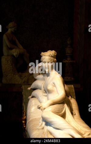 Paolina Borghese statue en marbre d'Antonio Canova, Rome, Italie. Banque D'Images