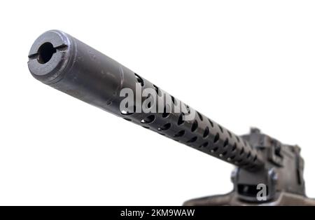 Le calibre mitrailleuse 30 monté sur trépied, gros plan, isolé sur fond blanc Banque D'Images