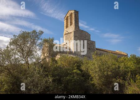 Église Sant Miquel à Olerdola, Catalogne Banque D'Images