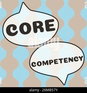 Légende de texte présentant la compétence de base. Approche commerciale harmonisation de la combinaison de ressources et de compétences multiples Banque D'Images