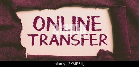 Légende de texte présentant le transfert en ligne. Word for autorise un transfert de fonds via un transfert de fonds électronique Banque D'Images