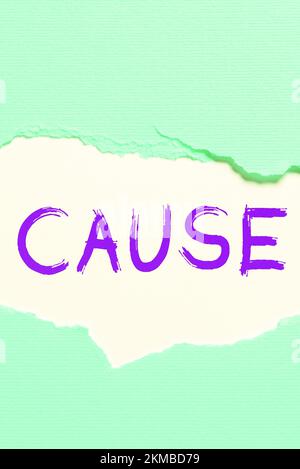 Motif de légende conceptuelle. Mot pour personne chose qui donne lieu à un phénomène d'action et de condition Banque D'Images