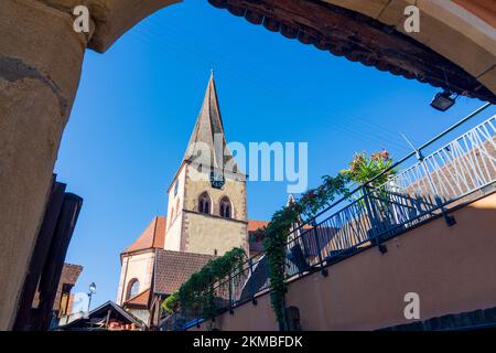 Niedermorschwihr (Niedermorschweier) : eglise d'Alsace (Elssass), Haut-Rhin (Oberelssass), France Banque D'Images