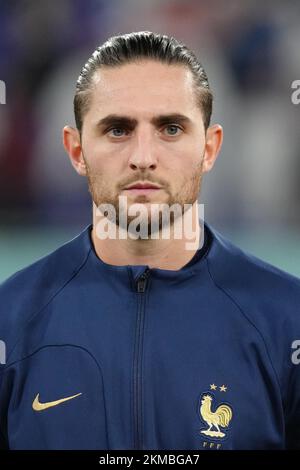 Adrien Rabiot, en France, s'aligne avant le match du groupe D de la coupe du monde de la FIFA au stade 974 à Doha, au Qatar. Date de la photo: Samedi 26 novembre 2022. Banque D'Images