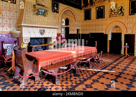 Salle de banquet à Castell Coch ou au château rouge. Château Coch - le Château rouge, Tongwynlais, Cardiff, pays de Galles, Royaume-Uni, Europe - 15th octobre Banque D'Images