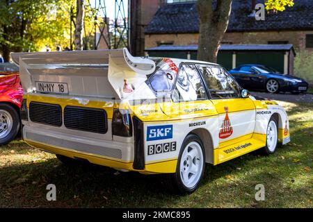 1985 Audi Sport Quattro S1, exposée au Scramble d'octobre qui s'est tenu au Bicester Heritage Centre le 9th octobre 2022 Banque D'Images