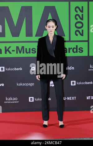 Séoul, Corée du Sud. 26th novembre 2022. Shin Hyun-ji, modèle sud-coréen, assiste à un tapis rouge pour les Melon Music Awards 14th (MMA2022) à Séoul, en Corée du Sud sur 26 novembre 2022. (Photo de Lee Young-ho/Sipa USA) crédit: SIPA USA/Alay Live News Banque D'Images