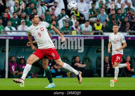 Doha, Qatar. 26th novembre 2022. Robert Lewandowski de Pologne pendant la coupe du monde de la FIFA Qatar 2022 Groupe C match entre la Pologne et l'Arabie Saoudite au stade de la ville d'éducation à Doha, Qatar sur 25 novembre 2022 (photo par Andrew Surma/ crédit: SIPA USA/Alay Live News Banque D'Images