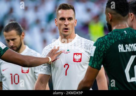 Doha, Qatar. 26th novembre 2022. Arkadiusz Milik de Pologne pendant la coupe du monde de la FIFA Qatar 2022 Groupe C match entre la Pologne et l'Arabie Saoudite au stade de la ville d'éducation à Doha, Qatar sur 25 novembre 2022 (photo par Andrew Surma/ Credit: SIPA USA/Alay Live News Banque D'Images