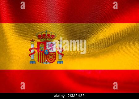 Drapeau national Espagne, drapeau espagnol, drapeau textile Espagne, 3D œuvres et 3D images Banque D'Images