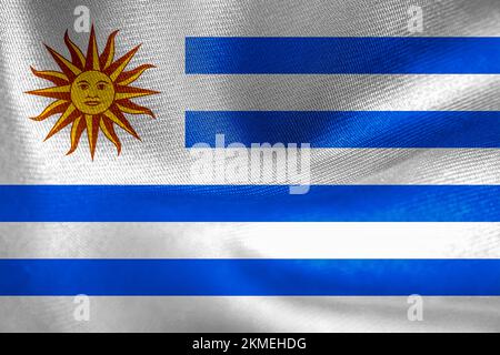 Drapeau national Uruguay, drapeau Uruguay, drapeau tissu Uruguay, 3D œuvres et 3D images Banque D'Images