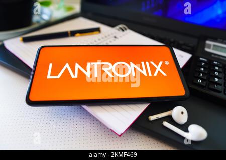 Brésil. 26th novembre 2022. Dans cette illustration, le logo Lantronix s'affiche sur l'écran d'un smartphone. (Credit image: © Rafael Henrique/SOPA Images via ZUMA Press Wire) Banque D'Images
