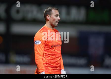 26th novembre 2022 ; Dens Park, Dundee, Écosse : Scottish Cup football, Dundee versus Airdrie ; gardien de but d'Airdrie Dean Lyness Banque D'Images